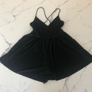 Zara Short Black Flowy Cross Back Romper
